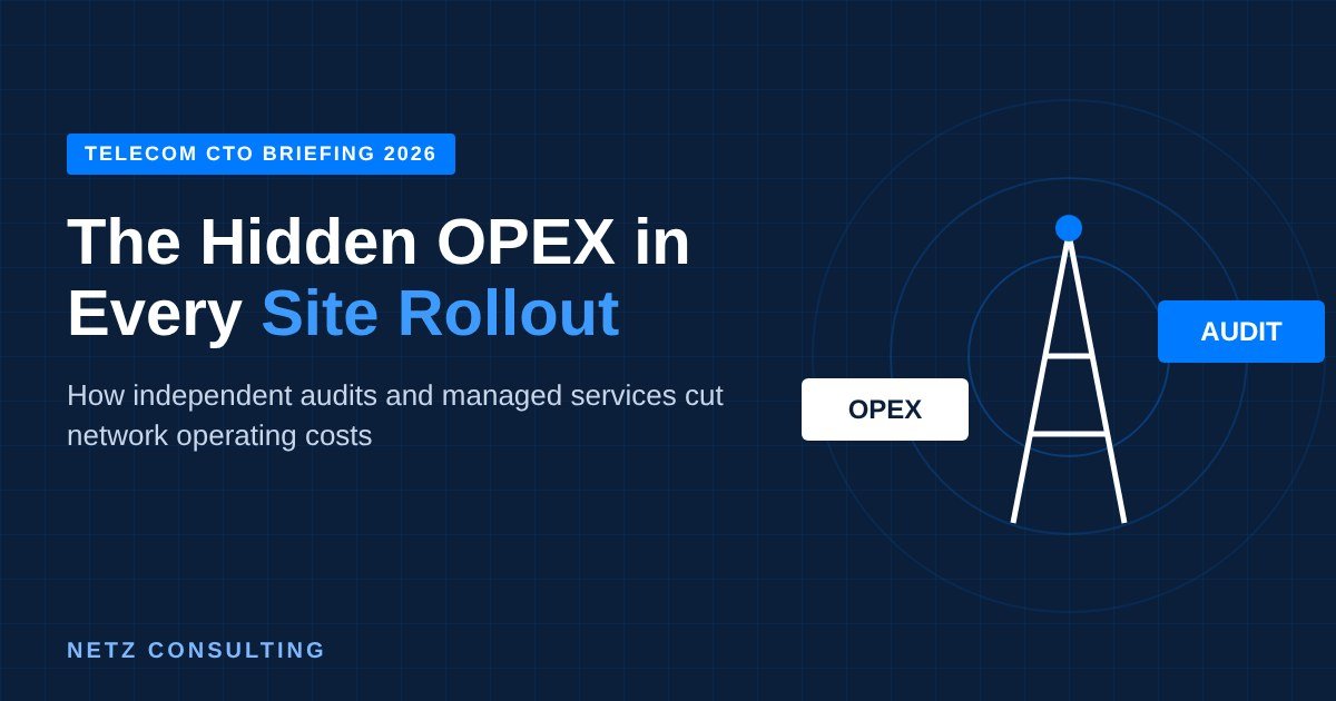 Telecom CTO briefing on hidden OPEX in site rollouts and independent audits